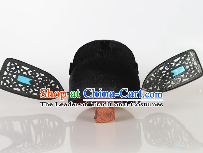 Chinese Beijing Opera County Magistrate Black Gauze Cap, China Peking Opera Officer Hats