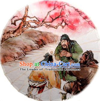 Asian China Dance Handmade Umbrella Stage Performance Props Umbrella Painting Three Chinese Heroes Oil-paper Umbrellas