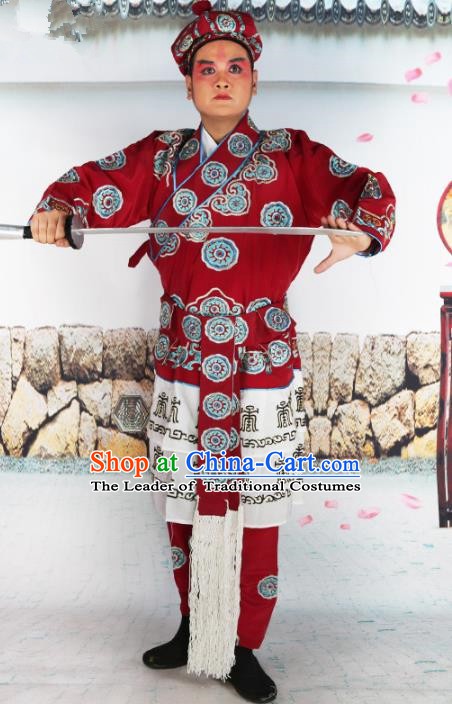 Chinese Beijing Opera Takefu Costume Embroidered Robe, China Peking Opera Warrior Embroidery Clothing