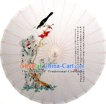 China Traditional Dance Handmade Umbrella Stone Bird Oil-paper Umbrella Stage Performance Props Umbrellas