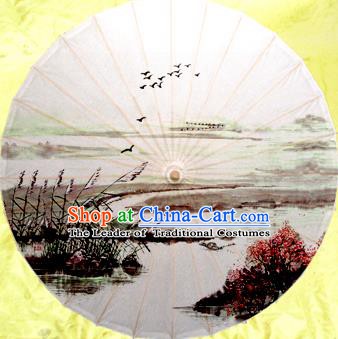 China Traditional Dance Handmade Umbrella Ink Printing Wintersweet Oil-paper Umbrella Stage Performance Props Umbrellas