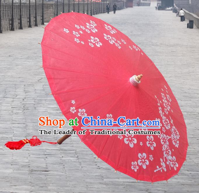 China Traditional Dance Handmade Umbrella Painting Flowers Red Oil-paper Umbrella Stage Performance Props Umbrellas