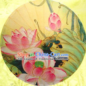 Handmade China Traditional Dance Painting Lotus Umbrella Oil-paper Umbrella Stage Performance Props Umbrellas