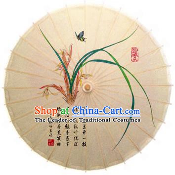 Handmade China Traditional Dance Painting Cymbidium Umbrella Oil-paper Umbrella Stage Performance Props Umbrellas