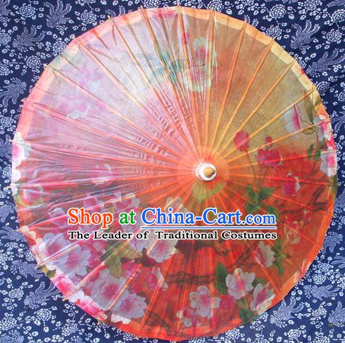 Handmade China Traditional Dance Ink Painting Wintersweet Orange Umbrella Oil-paper Umbrella Stage Performance Props Umbrellas