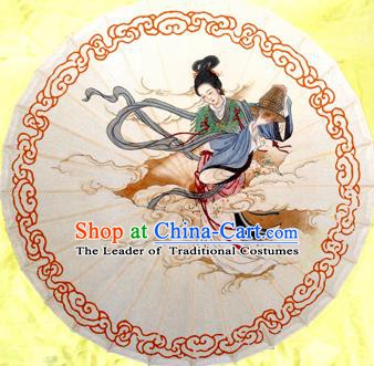 China Traditional Dance Handmade Umbrella Printing Goddess in the Moon Oil-paper Umbrella Stage Performance Props Umbrellas