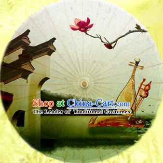 Handmade China Traditional Dance Umbrella Classical Painting Magnolia Oil-paper Umbrella Stage Performance Props Umbrellas