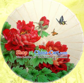 Handmade China Traditional Dance Wedding Umbrella Red Peony Oil-paper Umbrella Stage Performance Props Umbrellas