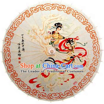Handmade China Traditional Dance Wedding Umbrella Classical Painting Apsara Oil-paper Umbrella Stage Performance Props Umbrellas