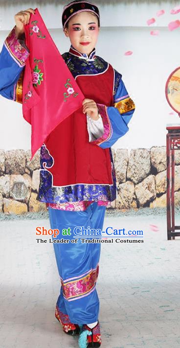 Chinese Beijing Opera Landlord Shiva Embroidered Red Costume, China Peking Opera Pantaloon Embroidery Clothing
