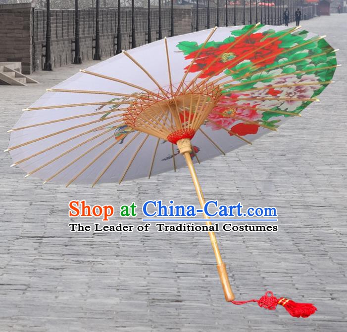 Handmade China Traditional Folk Dance Umbrella Painting Peony Butterfly Oil-paper Umbrella Stage Performance Props Umbrellas