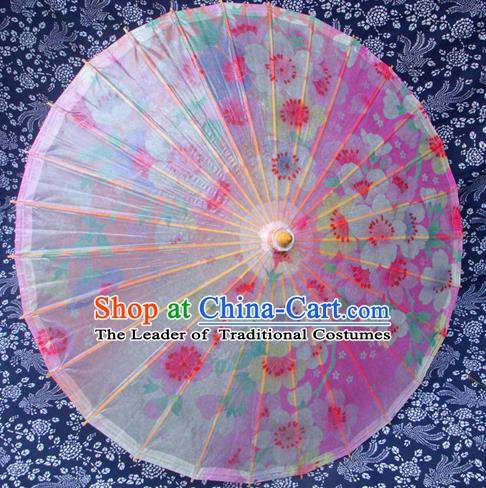 Handmade China Traditional Folk Dance Umbrella Painting Flowers Pink Oil-paper Umbrella Stage Performance Props Umbrellas