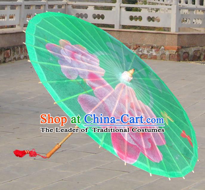 Handmade China Traditional Folk Dance Umbrella Painting Rose Green Oil-paper Umbrella Stage Performance Props Umbrellas
