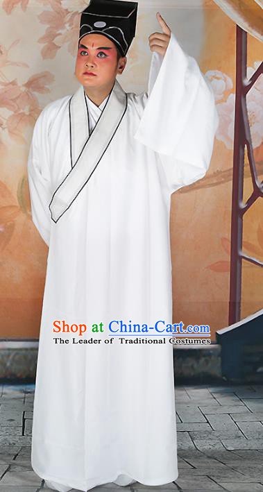 Chinese Beijing Opera Niche Costume White Robe, China Beijing Opera Scholar Clothing