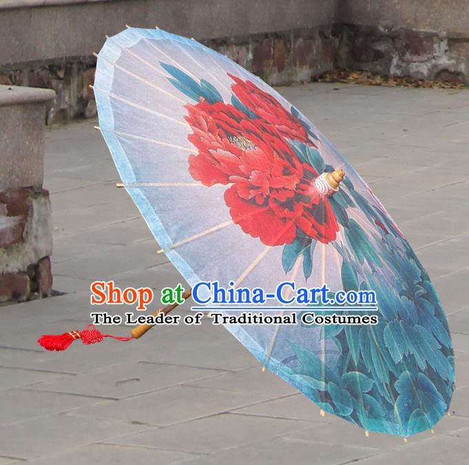 Handmade China Traditional Folk Dance Umbrella Stage Performance Props Umbrellas Printing Peony Flowers Oil-paper Umbrella