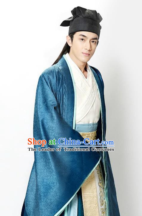 Traditional Chinese Ancient Three Kingdoms Dynasty General Zhao Zilong Embroidered Costume for Men