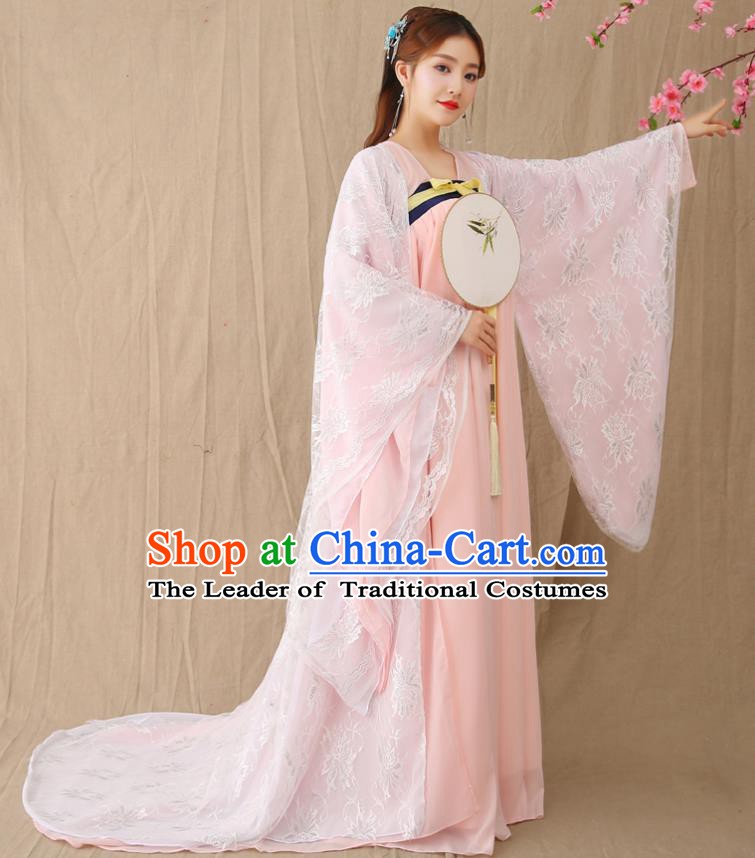 Traditional Chinese Tang Dynasty Imperial Concubine Costume, China Ancient Palace Fairy Hanfu Lace Dress Clothing for Women