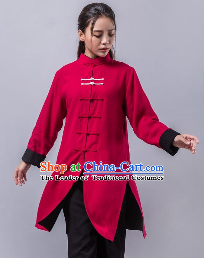 Top Grade Chinese Kung Fu Red Costume China Martial Arts Training Uniform Tai Ji Wushu Clothing for Women