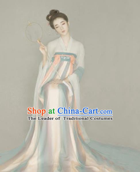 Asian Chinese Ancient Palace Princess Costume Tang Dynasty Young Lady Embroidered Clothing