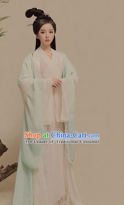Asian Chinese Ancient Fairy Costume Traditional Han Dynasty Palace Princess Clothing and Headpiece Complete Set