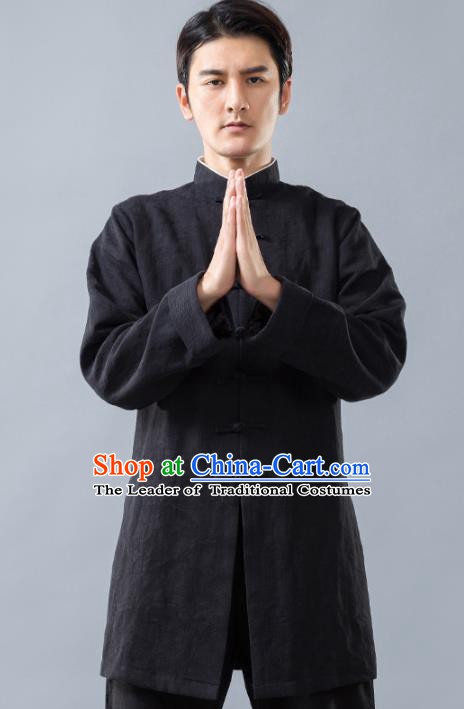 Top Grade Chinese Kung Fu Costume Tai Ji Training Uniform, China Martial Arts Black Tang Suit Gongfu Clothing for Men