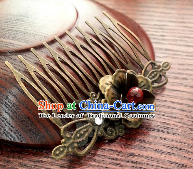 Traditional Handmade Chinese Ancient Classical Wedding Hair Accessories Hairpins Bronze Hair Comb for Women