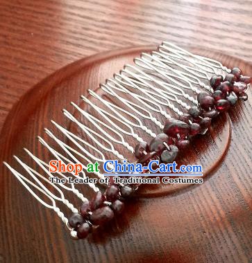 Traditional Handmade Chinese Ancient Classical Hair Accessories Hanfu Garnet Hairpins Hair Comb for Women