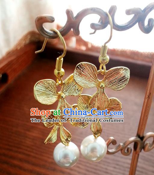 Traditional Chinese Handmade Classical Bowknot Eardrop Ancient Palace Queen Hanfu Earrings for Women