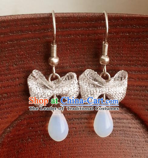 Traditional Chinese Handmade Classical Bowknot Eardrop Ancient Palace Queen Hanfu Earrings for Women