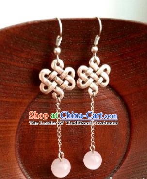 Traditional Chinese Handmade Classical Hanfu Chinese Knots Eardrop Ancient Palace Queen Earrings for Women