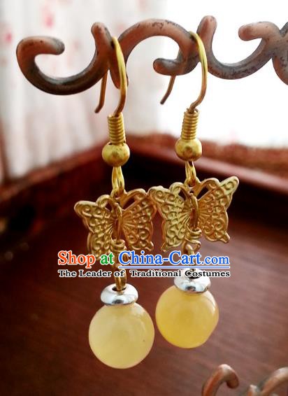 Traditional Chinese Handmade Classical Hanfu Butterfly Eardrop Ancient Palace Queen Earrings for Women