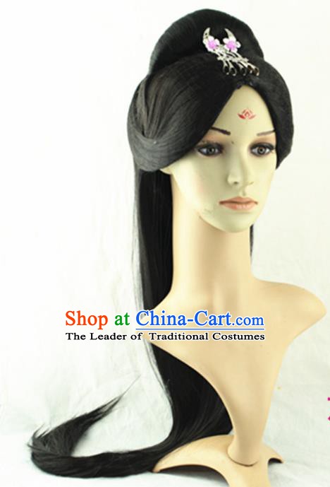 Asian Chinese Handmade Classical Hair Accessories Palace Lady Wig Sheath and Hairpins for Women