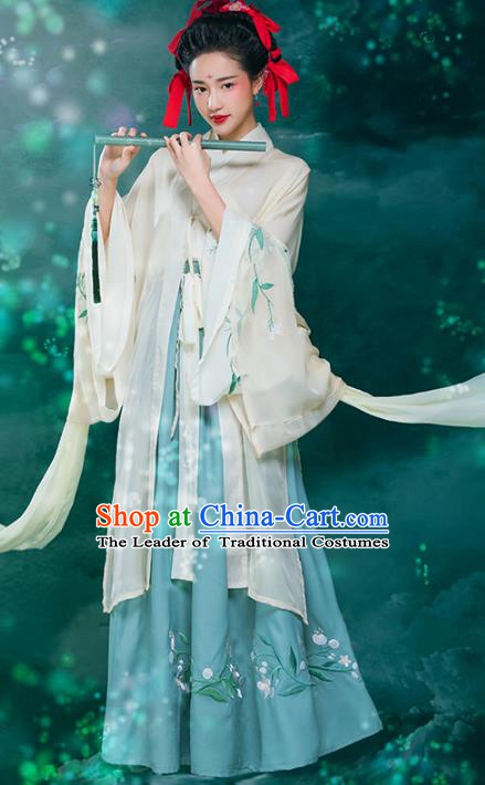 Traditional Chinese Tang Dynasty Princess Costume, China Ancient Palace Lady Embroidered Hanfu Clothing