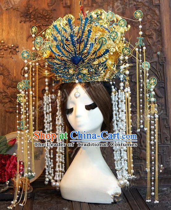 Chinese Handmade Classical Hairpins Hair Accessories Ancient Bride Luxurious Phoenix Coronet for Women