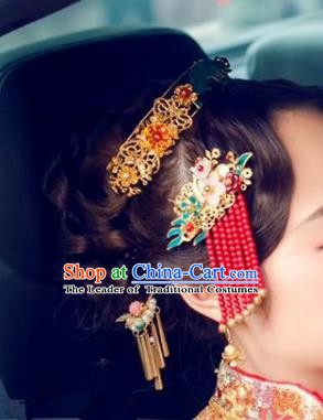 Chinese Ancient Handmade Classical Wedding Hair Accessories Hairpins Bride Headdress for Women