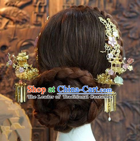 Chinese Handmade Classical Shell Hair Accessories Ancient Palace Lady Step Shake Hairpins for Women
