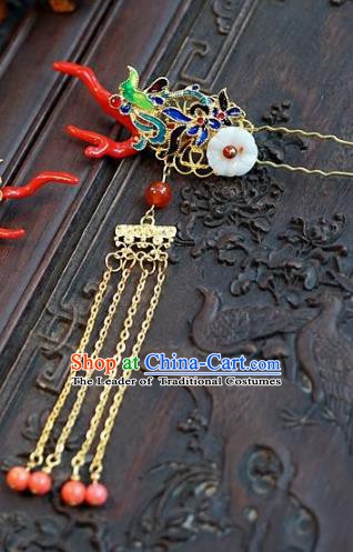 Chinese Handmade Classical Hair Accessories Ancient Cloisonne Hairpins Bride Hair Clip for Women