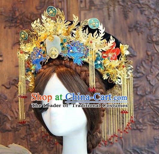 Chinese Handmade Classical Hair Accessories Ancient Qing Dynasty Palace Lady Phoenix Coronet Hairpins for Women