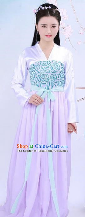 Traditional Chinese Tang Dynasty Young Lady Costume, China Ancient Imperial Princess Embroidered Dress for Women