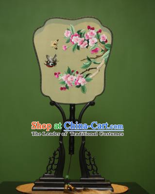 Traditional Chinese Crafts Embroidered Butterfly Flowers Silk Fan, China Palace Fans Princess Square Fans for Women
