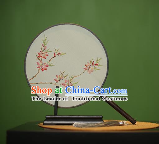 Traditional Chinese Crafts Round Silk Fan, China Palace Fans Princess Printing Peach Blossom Circular Fans for Women