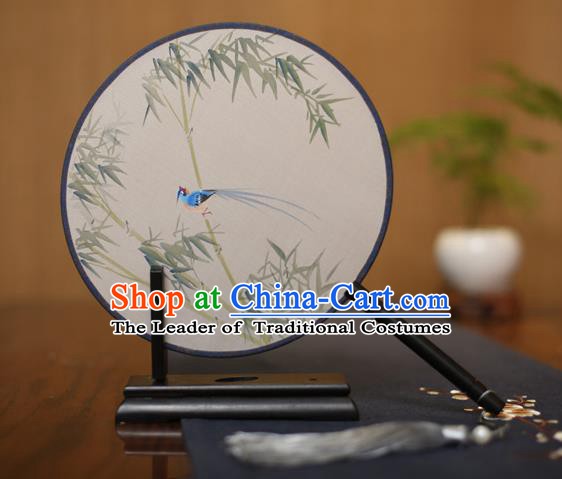 Traditional Chinese Crafts Round Silk Fan, China Palace Fans Princess Printing Bamboo Circular Fans for Women