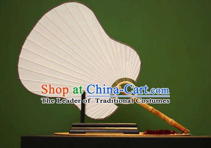 Traditional Chinese Crafts Palm-Leaf Xuan Paper Fan, Chinese Art Paper Palace Fans Bamboo Handle Fans for Women