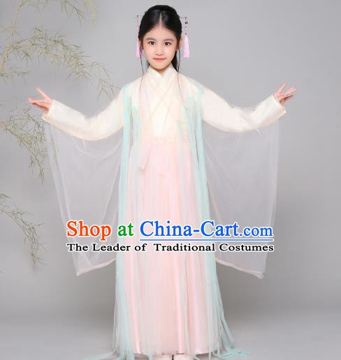 Traditional Chinese Han Dynasty Princess Costume, China Ancient Fairy Hanfu Dress Clothing for Kids