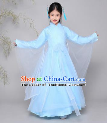 Traditional Chinese Han Dynasty Palace Lady Costume, China Ancient Princess Fairy Hanfu Dress Clothing for Kids