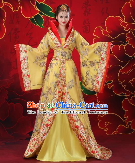 Traditional Chinese Tang Dynasty Imperial Concubine Costume, China Ancient Palace Lady Hanfu Trailing Embroidered Clothing for Women