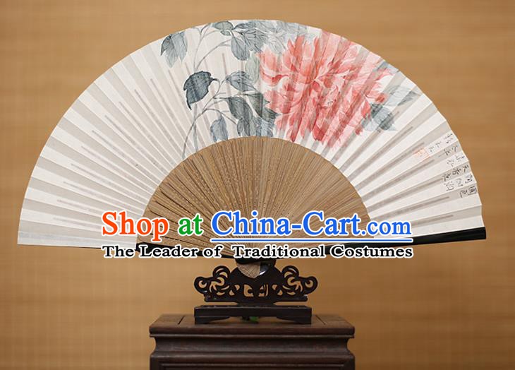 Traditional Chinese Crafts Classical Paper Folding Fan, China Handmade Painting Peony Flower Fans for Women