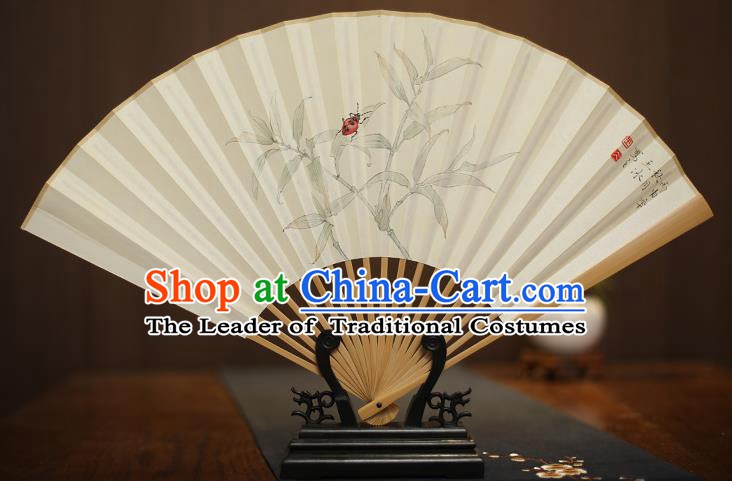 Traditional Chinese Crafts Collectables Autograph Xuan Paper Folding Fan, China Handmade Painting Fans for Men