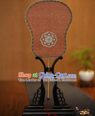 Traditional Chinese Crafts Tapestry Silk Palace Fan, China Printing Princess Silk Palm-leaf Fans for Women