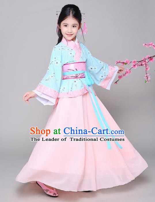 Traditional Chinese Han Dynasty Princess Hanfu Clothing, China Ancient Palace Lady Costume for Kids